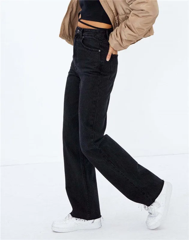 Women's Straight Leg Jeans Casual High Waisted Vintage Pants