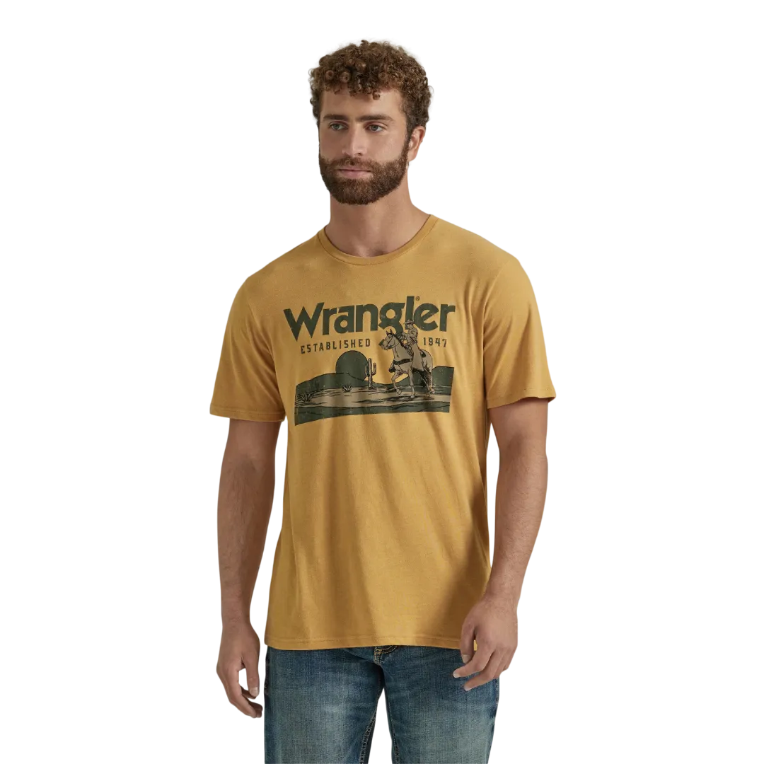 Wrangler Men's 1947 Logo Pale Gold Tee Shirt