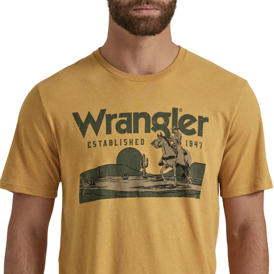 Wrangler Men's 1947 Logo Pale Gold Tee Shirt