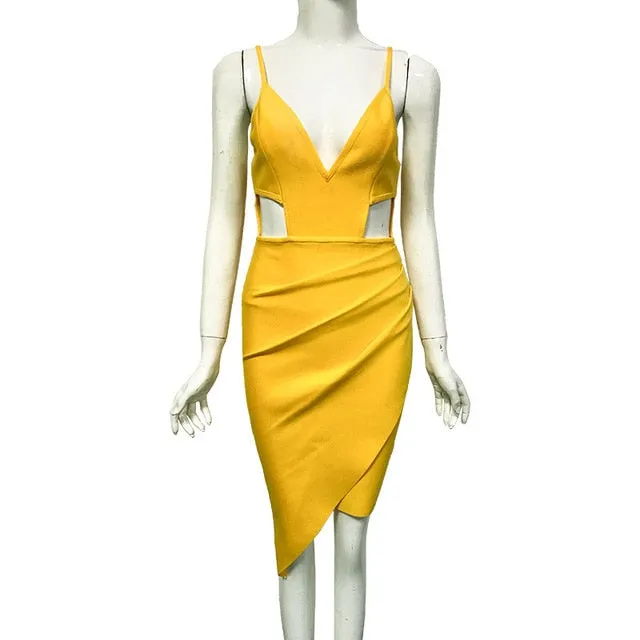 Yellow Roses Spaghetti Strap Bodycon